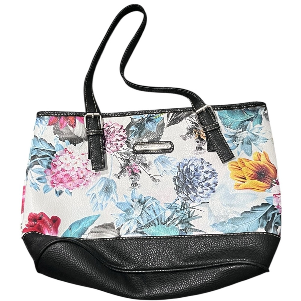 Stone mountain Floral Print Shoulder Bag with Black Accents